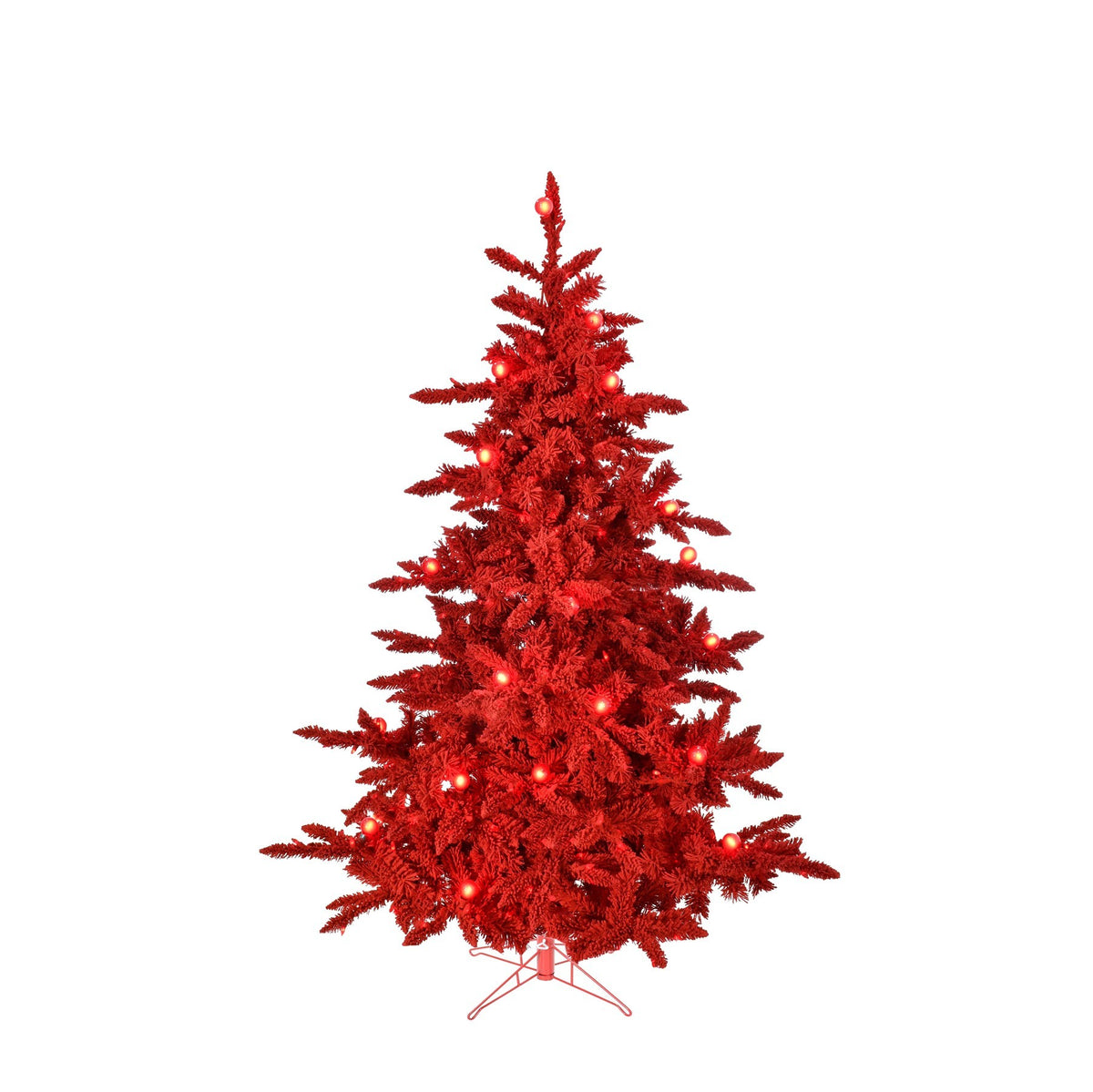 6ft Red Moulin Rouge Flocked Artificial Christmas Tree