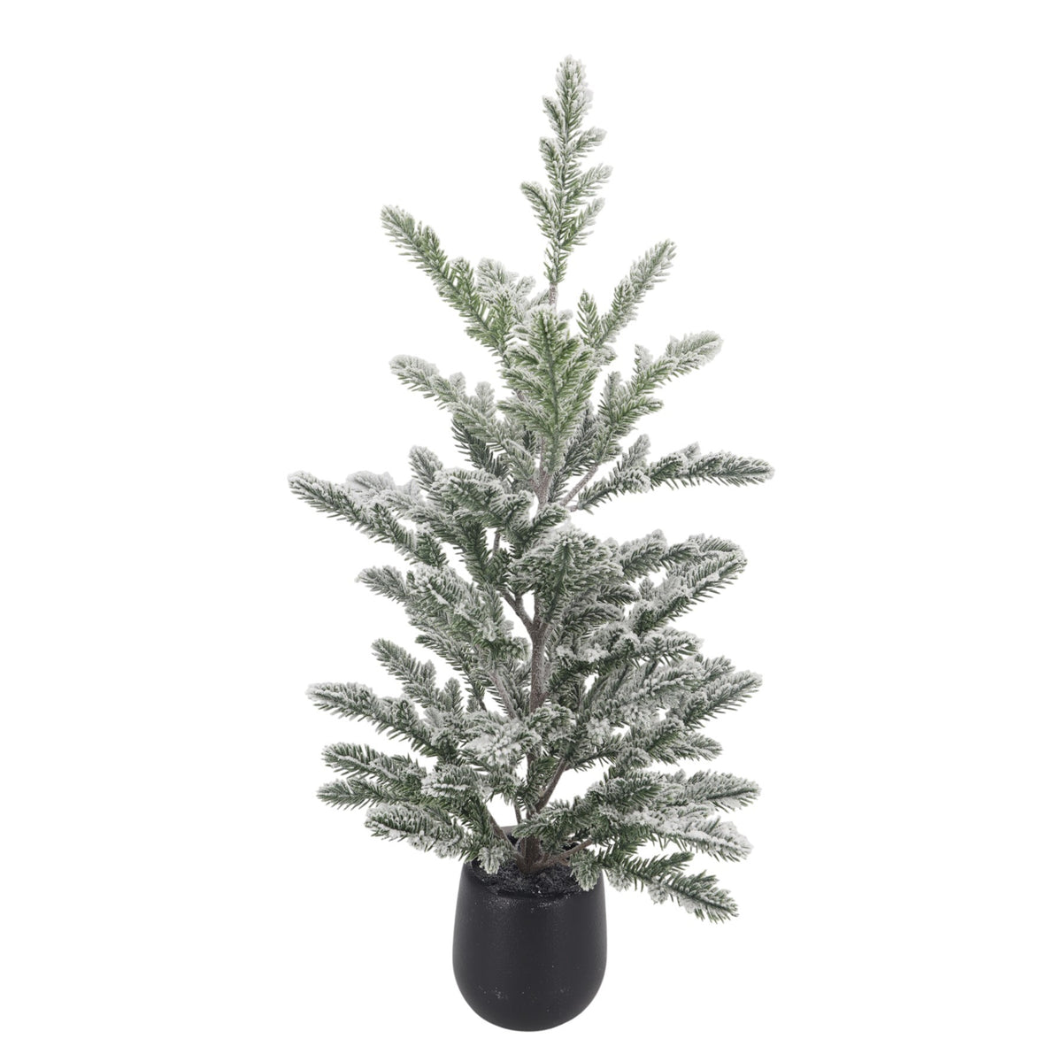 58cm Snowy Green Pine Decorative Tree in Black Pot