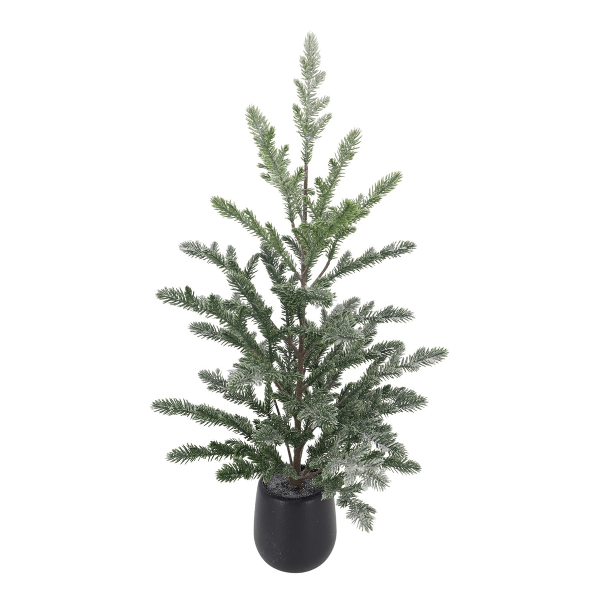 58cm Frosted Green Pine Decorative Tree in Black Pot