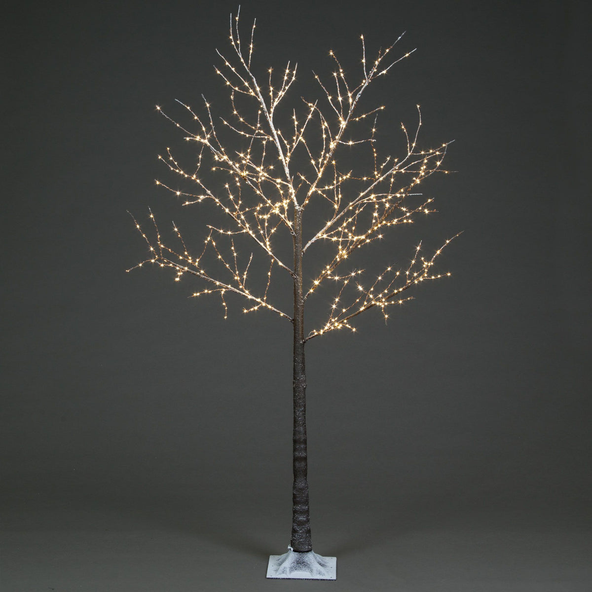 Frosted Brown Twig Tree With Warm White LEDs
