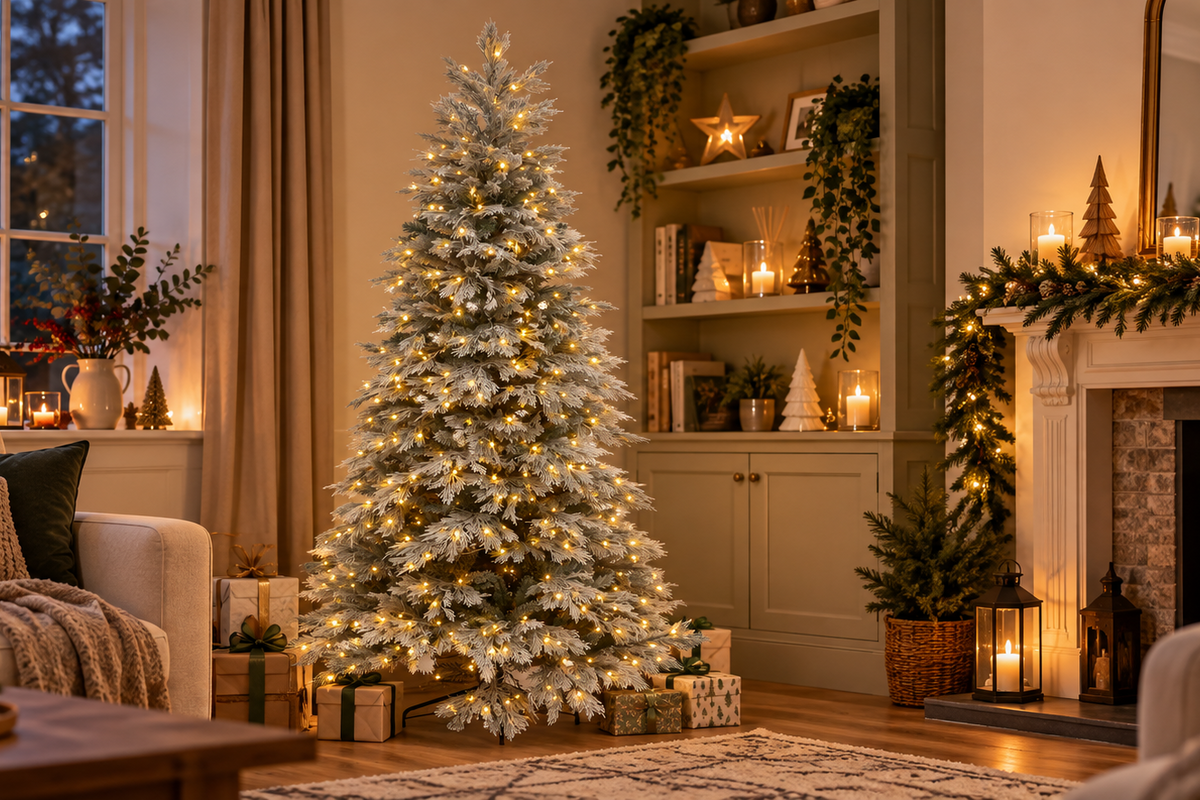 180cm Mont Blanc Flocked Tree with 350 Warm & Multi-coloured LEDs