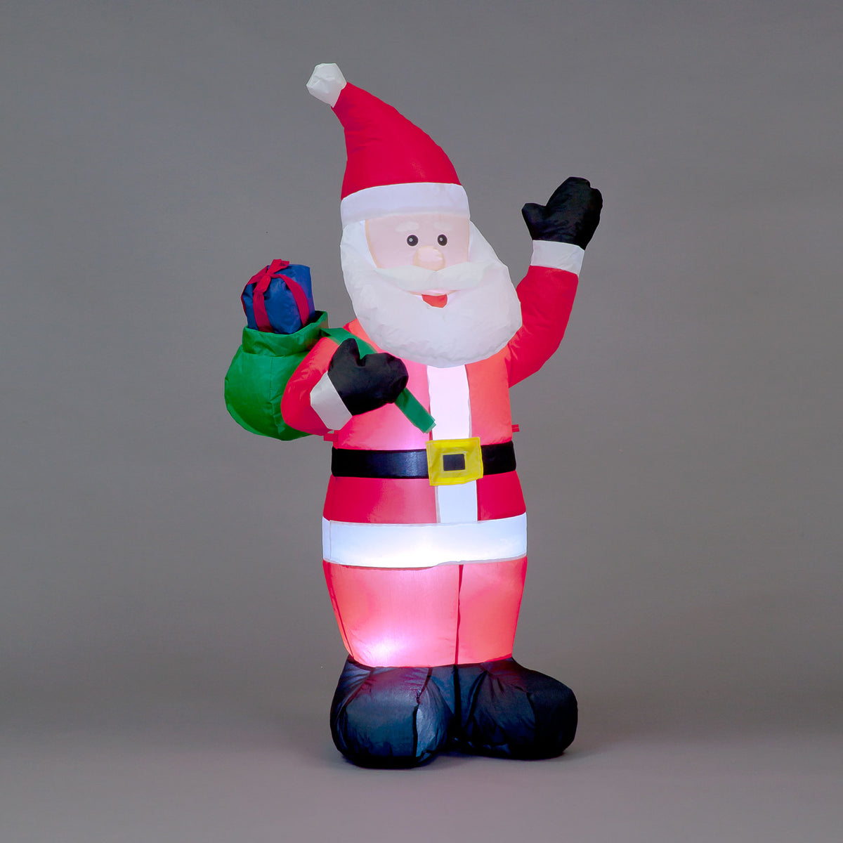 Inflatable Santa with Raised Left Arm and Gift Bag