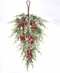 61cm Snow Red Berry & Cypress Pine Teardrop Christmas Decoration