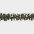 Battery Operated Pre-Lit Cranberry Pine 275cm Garland w/50 Warm White LEDs Christmas Garland