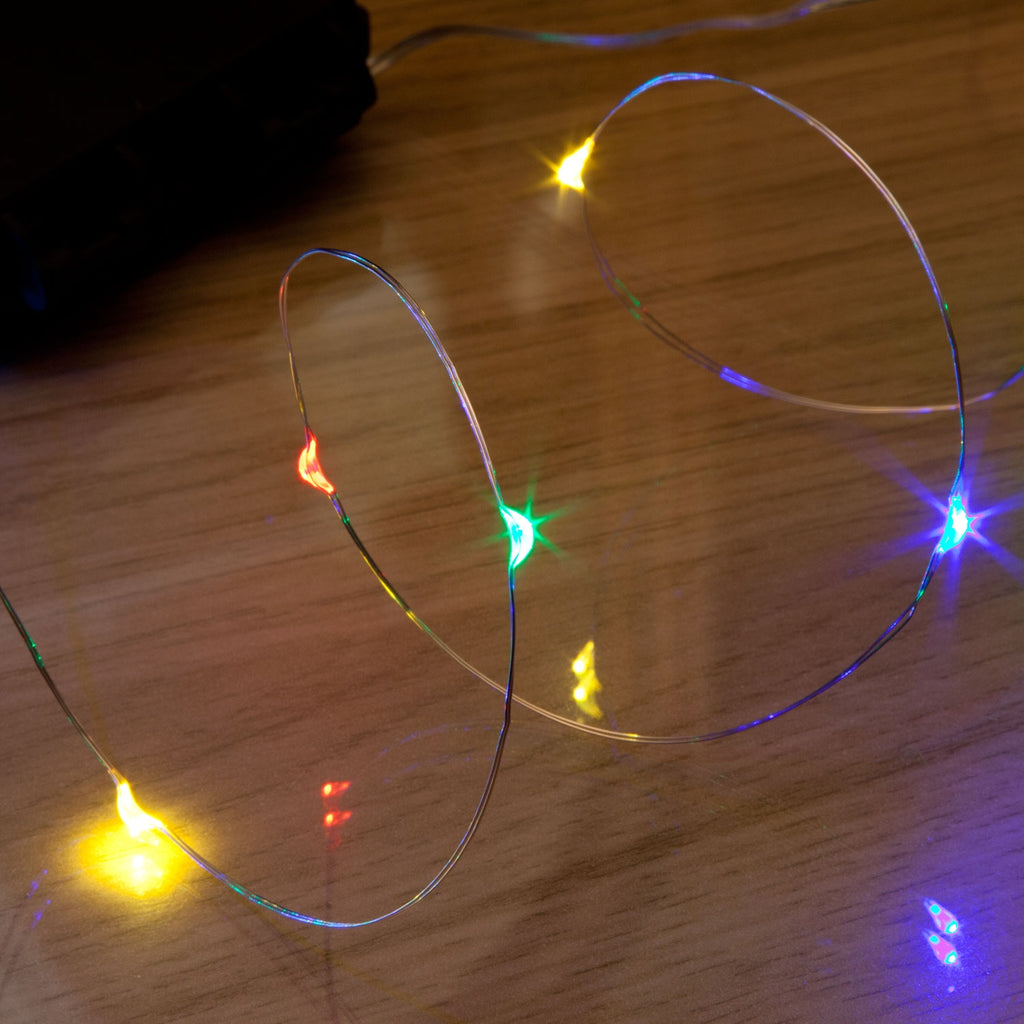 Battery Operated 80 Stargazer Silver Wire Christmas Lights