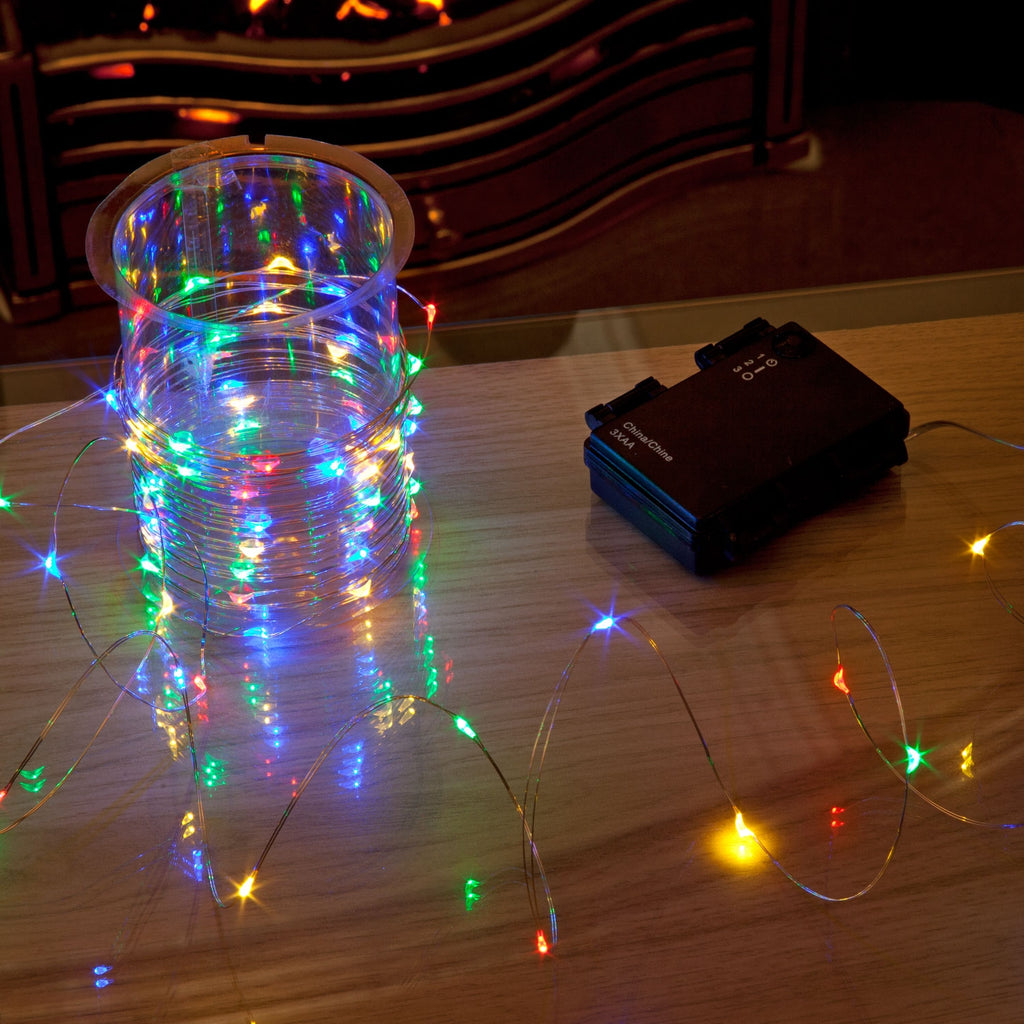 Battery Operated 80 Stargazer Silver Wire Christmas Lights