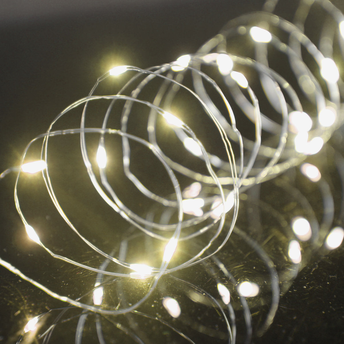 100 Warm White Micro LED Twinkle Lights On Silver Cable