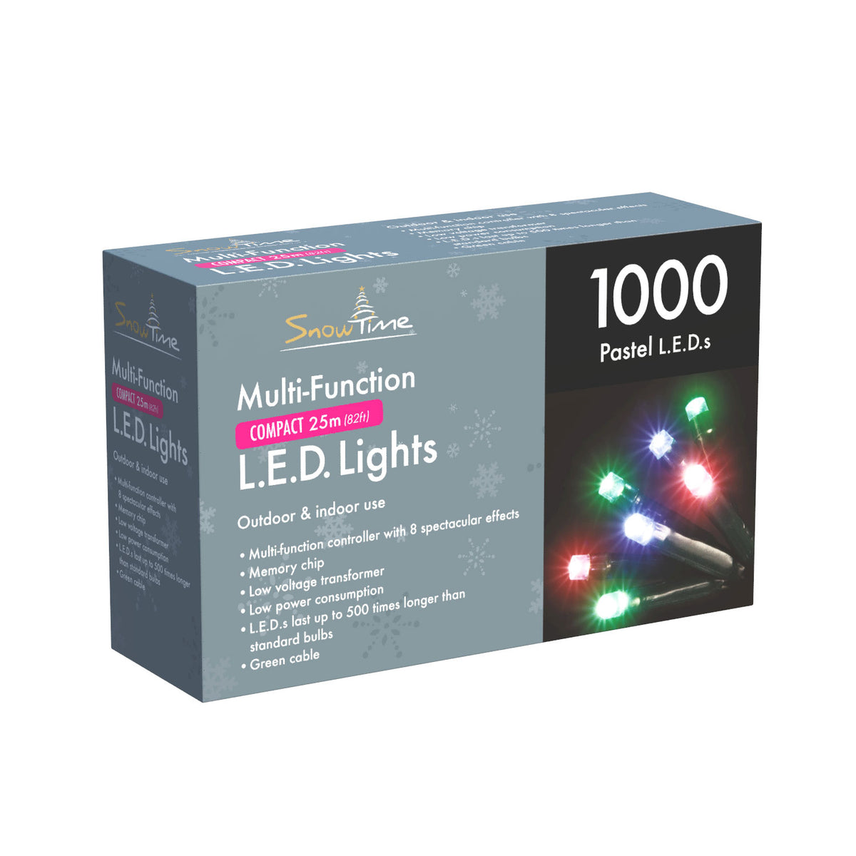 1000 Pastel LED Compact Lights with Timer