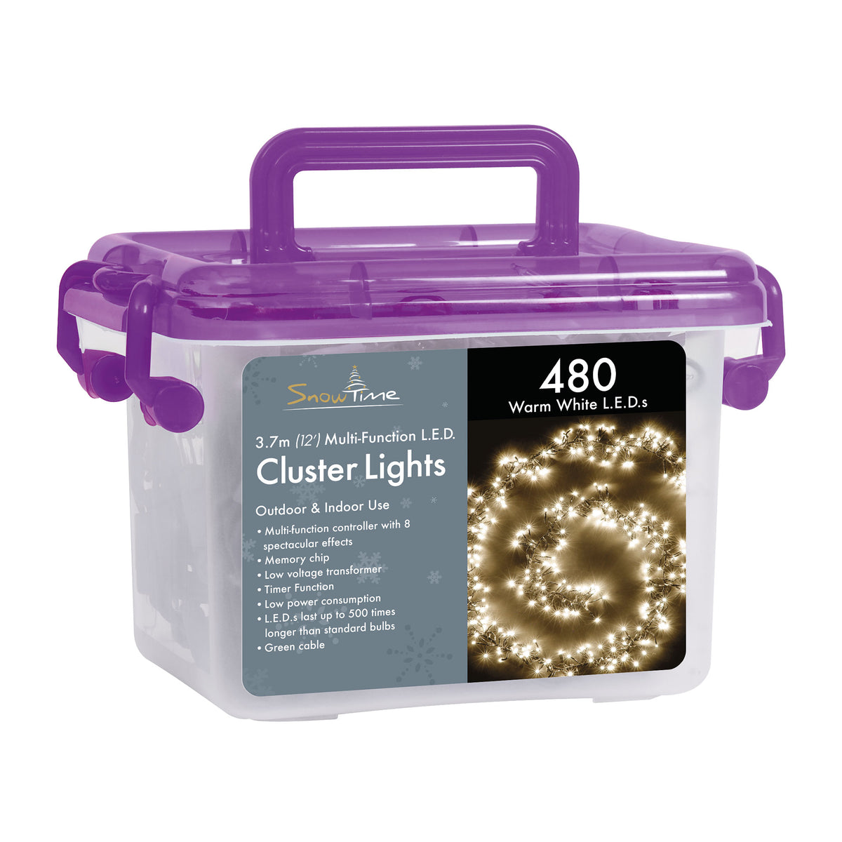 480 White LED Cluster Lights with Timer Function