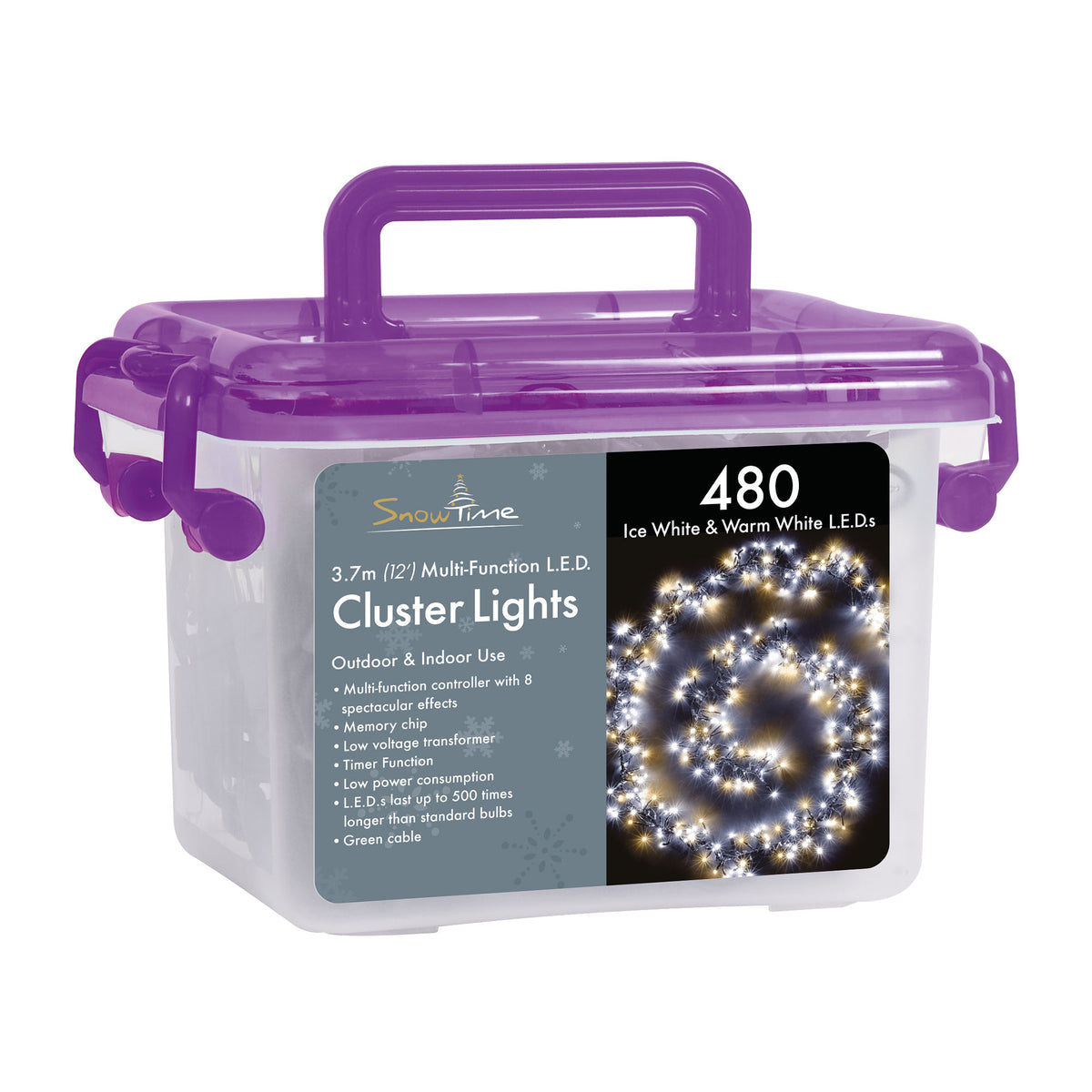 480 Warm White/White LED Cluster Lights with Timer