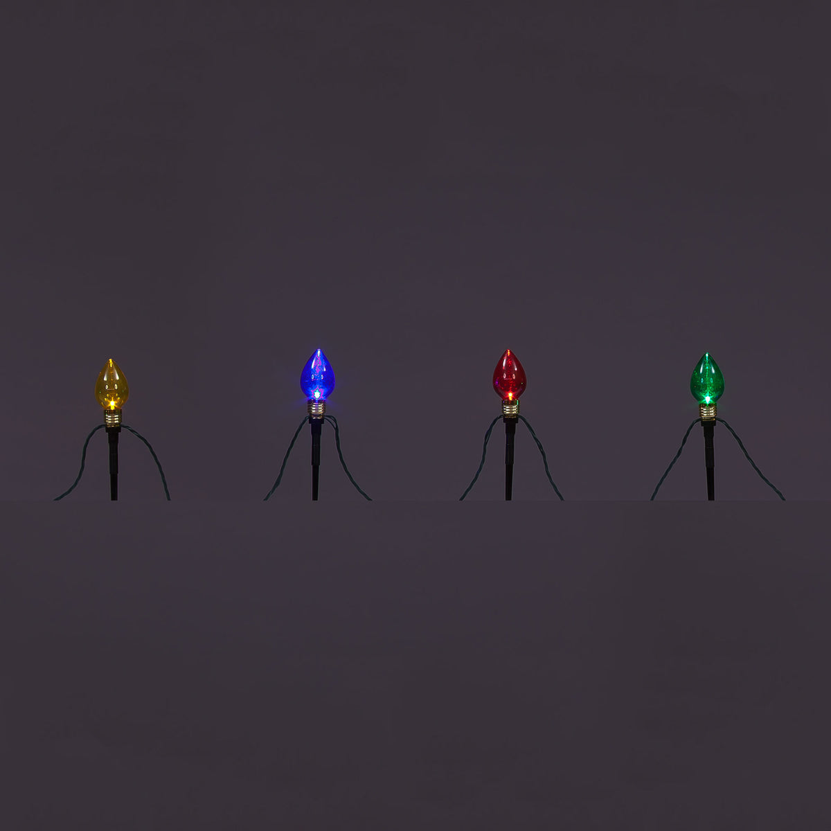 Multi-Coloured Smooth C Bulb Christmas Garden Stakes (Set of 10)