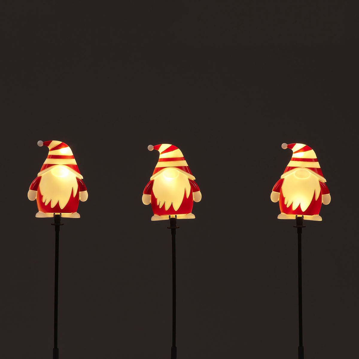 Set of 3 Santa Garden Stakes - 51cm Holiday Decor