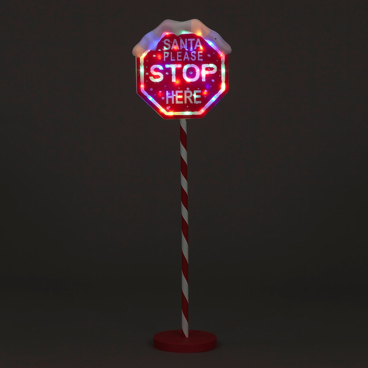 Christmas 1m Santa Stop Here Sign with 45 Multi LEDS