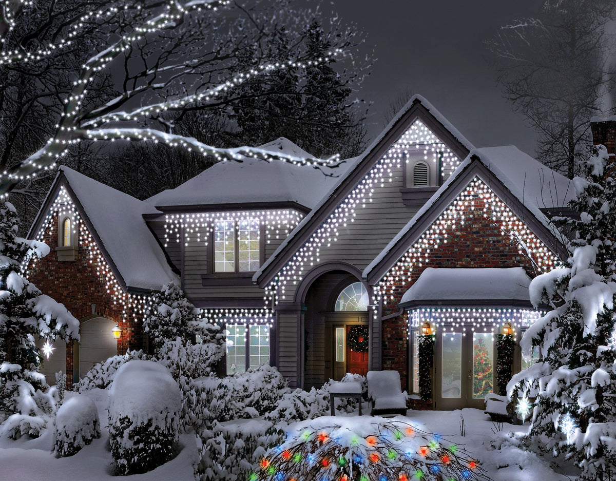 600 LED Icicle Lights White, Multi, Link series Christmas Lights