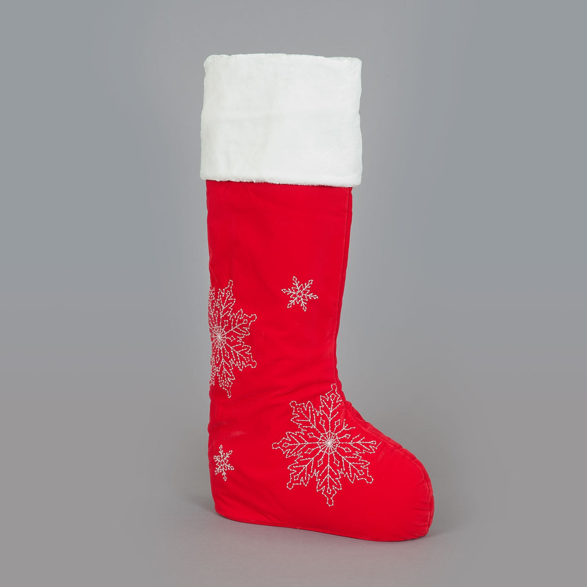 76cm Free Standing Christmas Stocking with Snowflake Decorations
