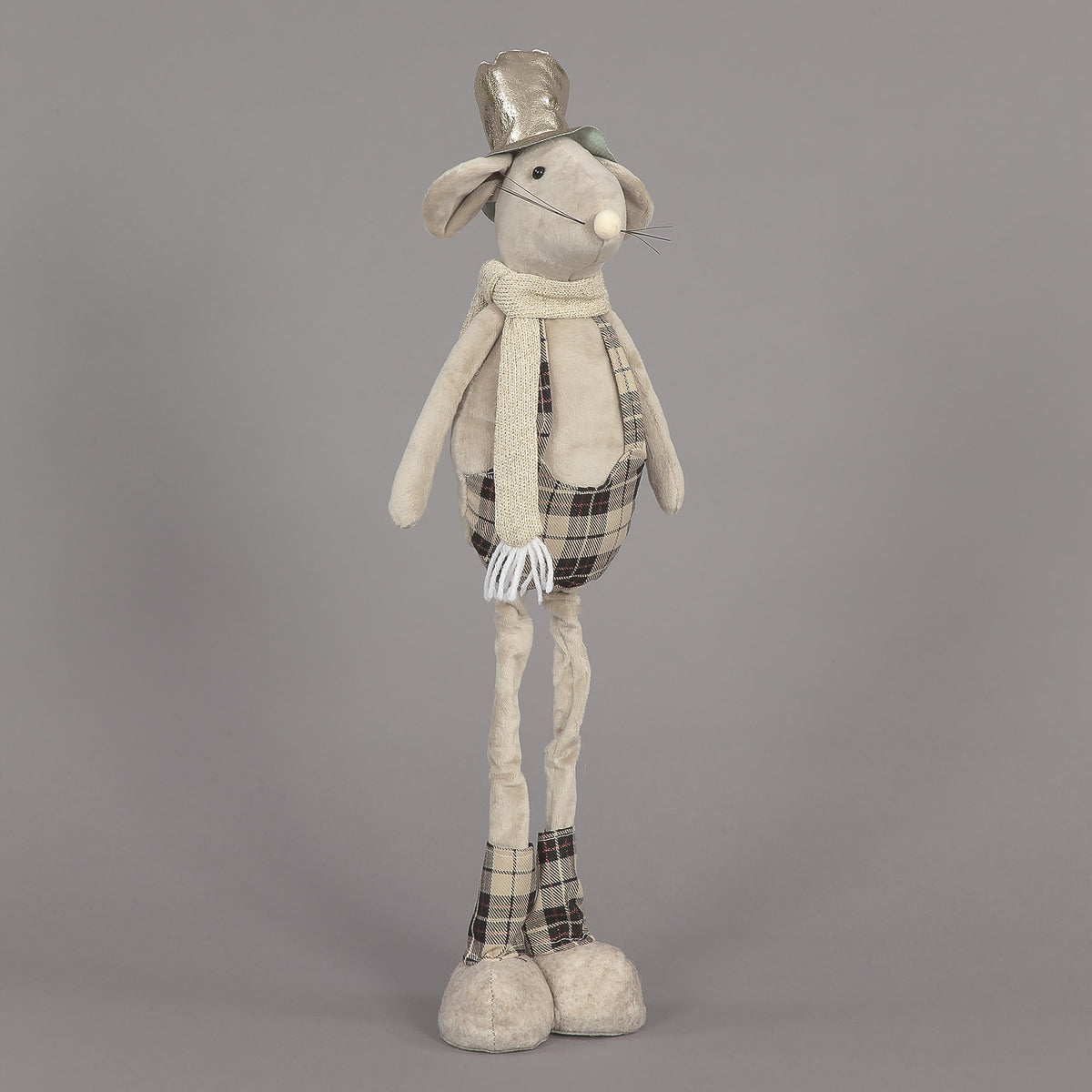 60cm Plush Mouse w/Top Hat & Scarf Christmas Decoration