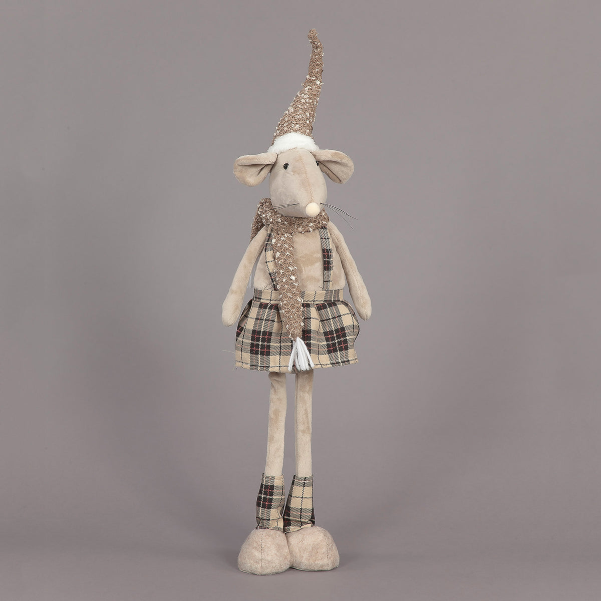 60cm Plush Girl Mouse w/Hat & Scarf Christmas Decoration