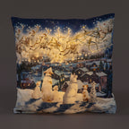 LED Cushion - Dogs Watching Santa - 40x40cm