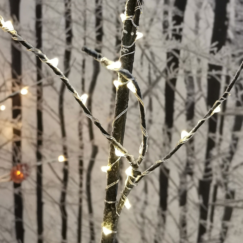 Frosted Brown Twig Tree With Warm White LEDs