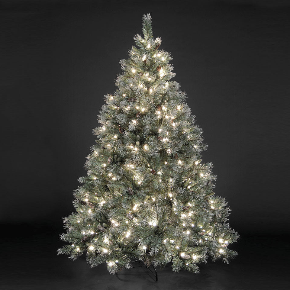 Frosted Emerald Pre-Lit Fir Hinged Christmas Tree