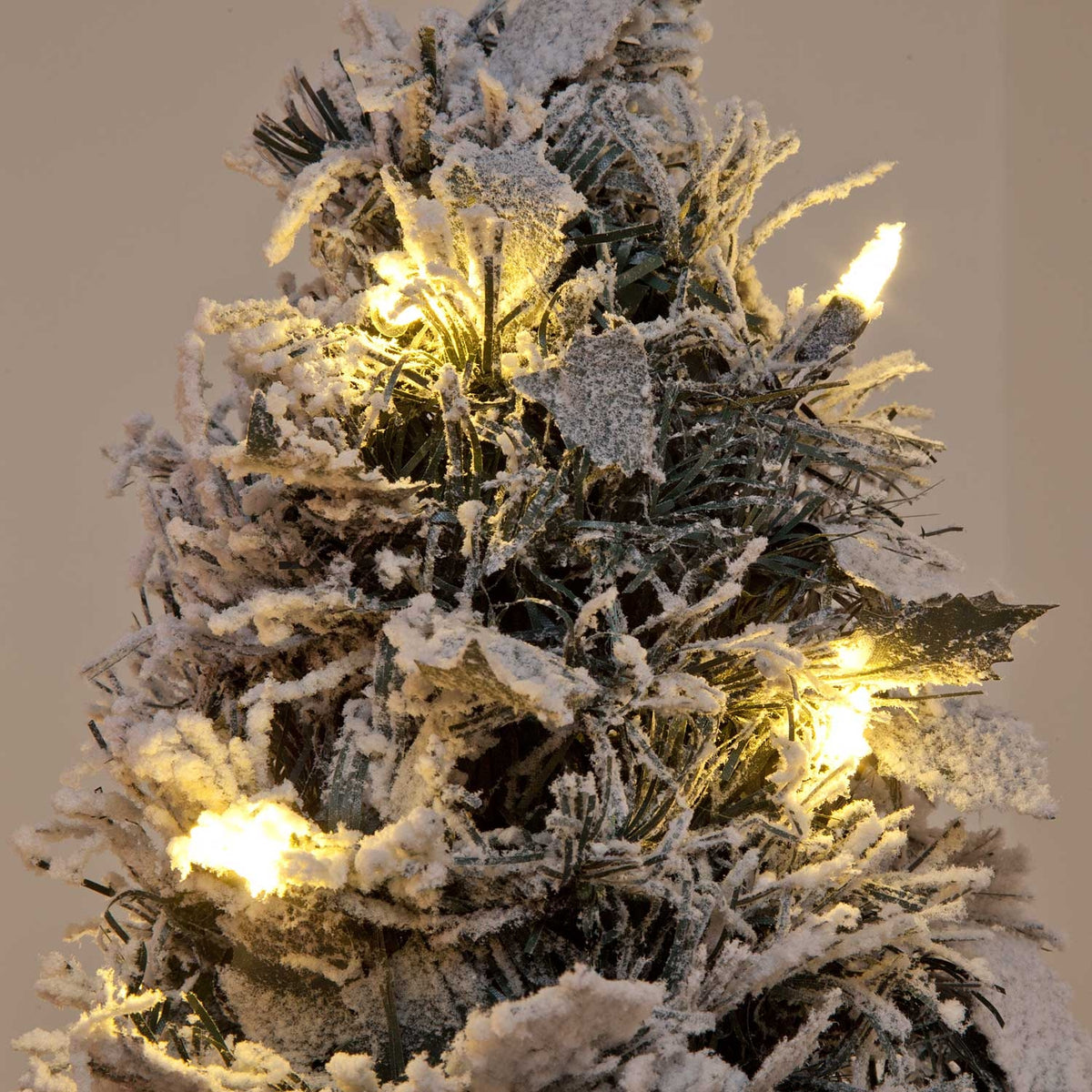 Pre-Lit Flock Holly Pop-Up Christmas Tree (5ft/6ft)