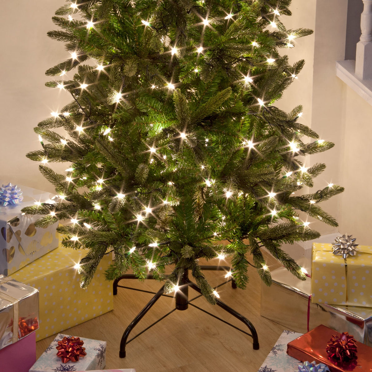 Aspen Pine Luxury Pre-Lit PE Slim Hinged Christmas Tree