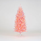 Pre-Lit Pink Flocked Hinged Christmas Tree
