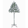 210cm Flocked Half Christmas Tree with Hinged branches and Mixed Needles
