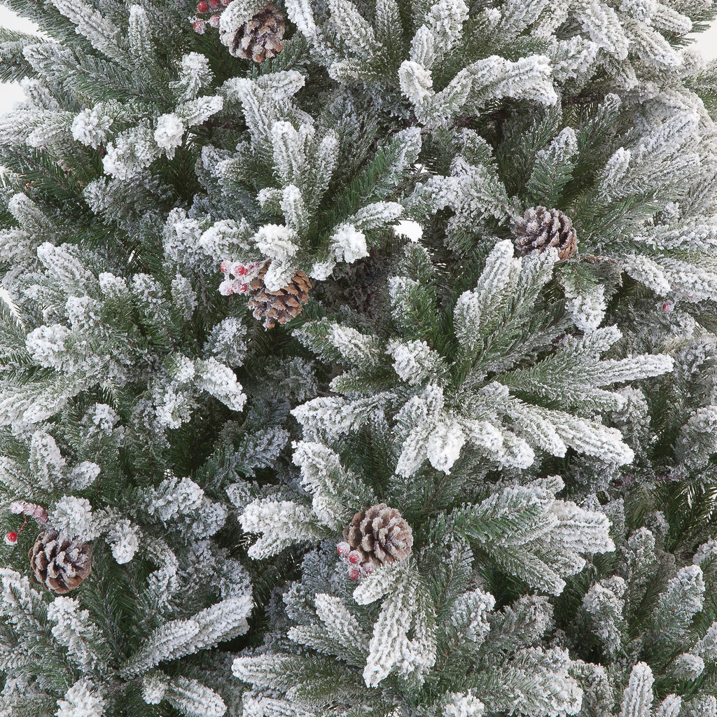 210cm Haruchan Frosted Green Artificial Christmas Tree with Pinecones & Berries – 1329 Realistic Tips