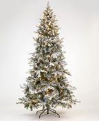 Majestic Pine Snowy Pre-Lit Hinged Christmas Tree