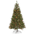 Pre-Lit LED Pine Creek Green Hinged Christmas Tree with Berries