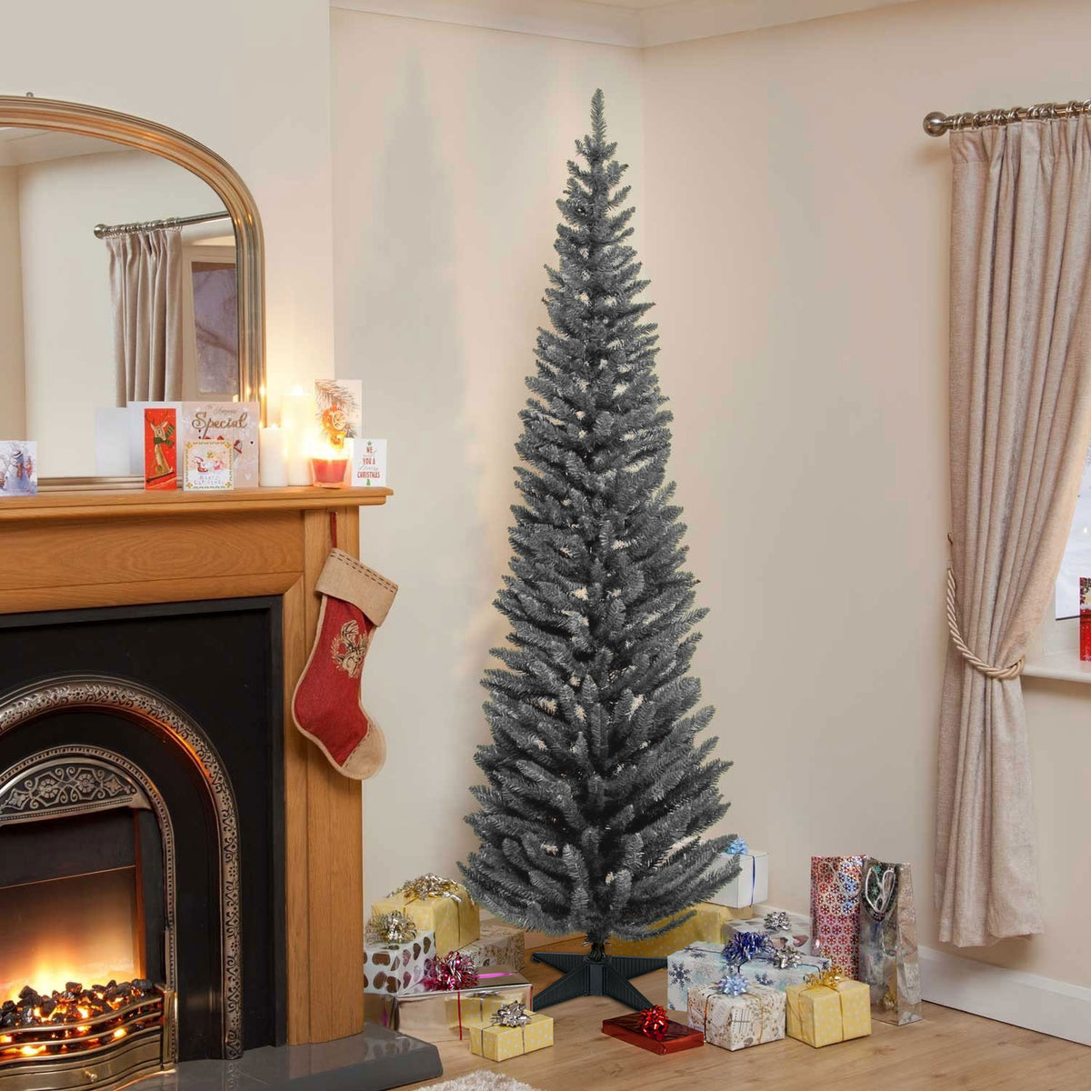 Grey Norway Spruce Slim Artificial Christmas Tree