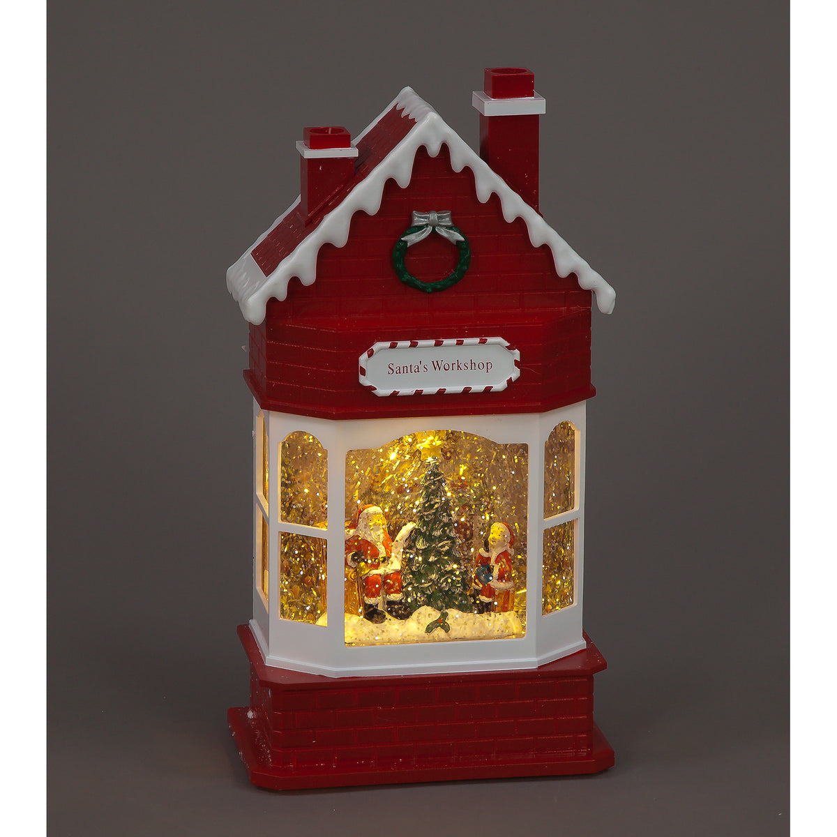 29cm Water Santa's Workshop with Warm White LED