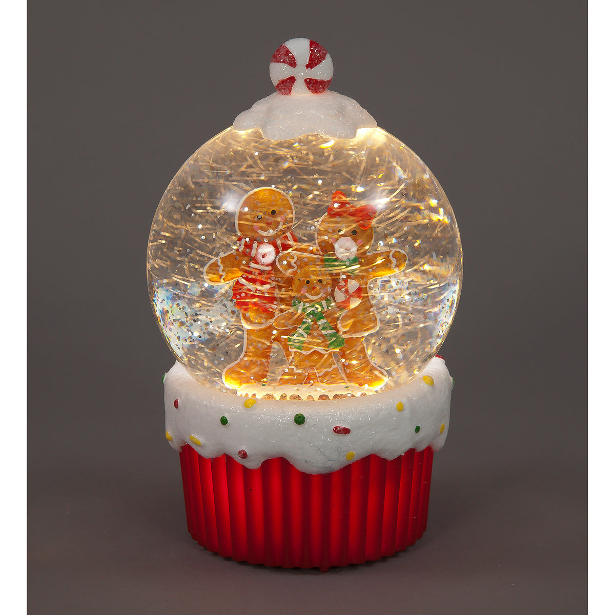 19cm Gingerbread Family Water Snow Globe LED