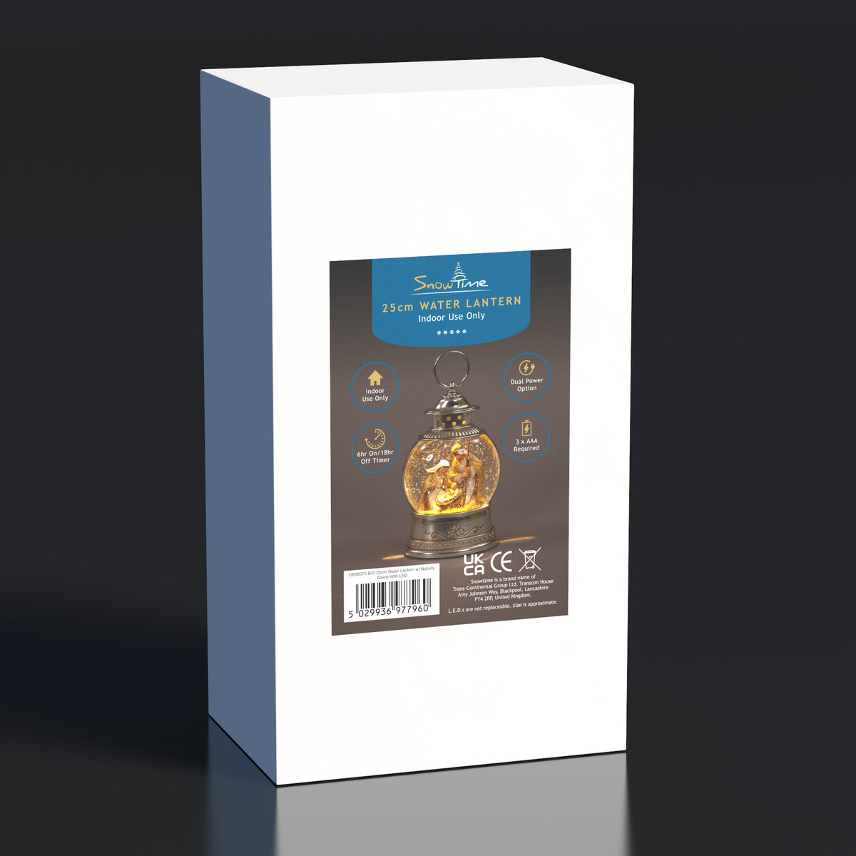 25cm LED Water Lantern with Nativity Scene