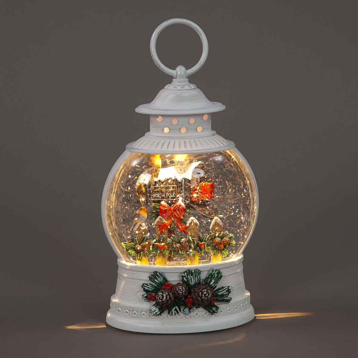 24.5cm Robin Scene Water Lantern with LED