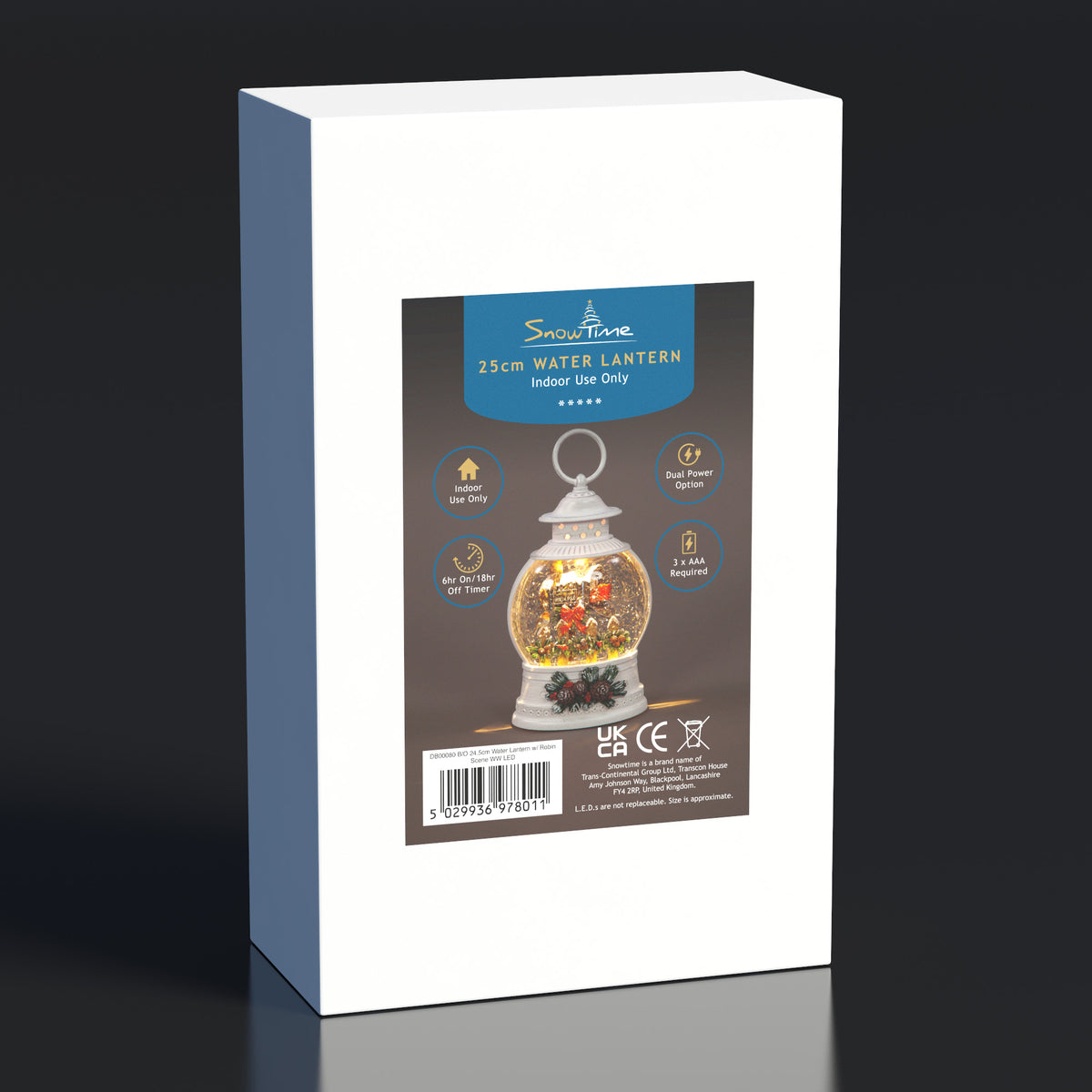 24.5cm Robin Scene Water Lantern with LED