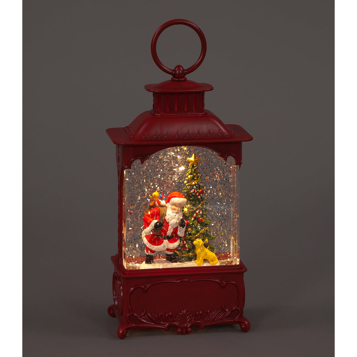 Santa & Dog Water Lantern - 24cm LED Holiday Decor