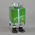 21cm Green Metal Present with Star Accents