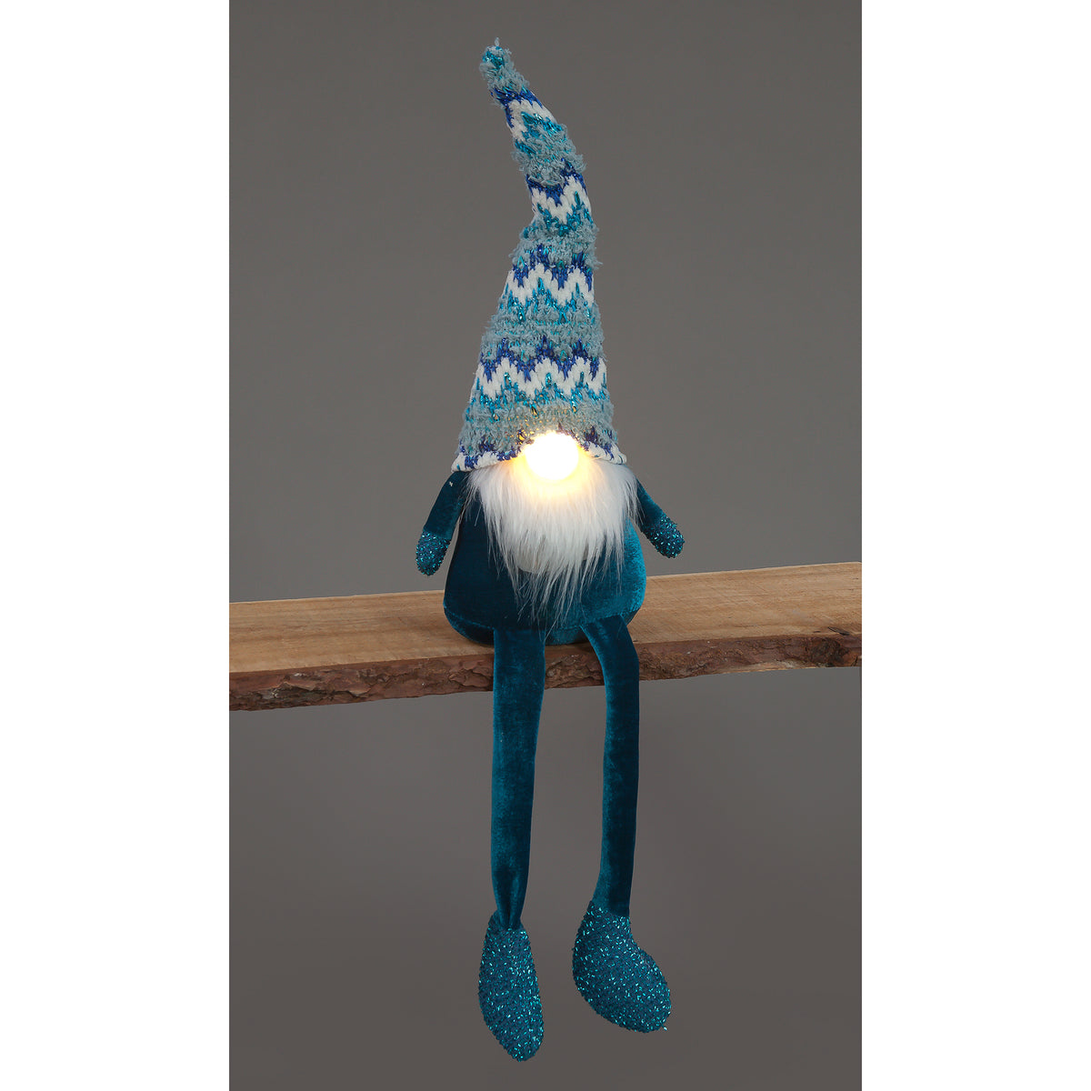 60cm Blue Sitting Santa with LED Nose