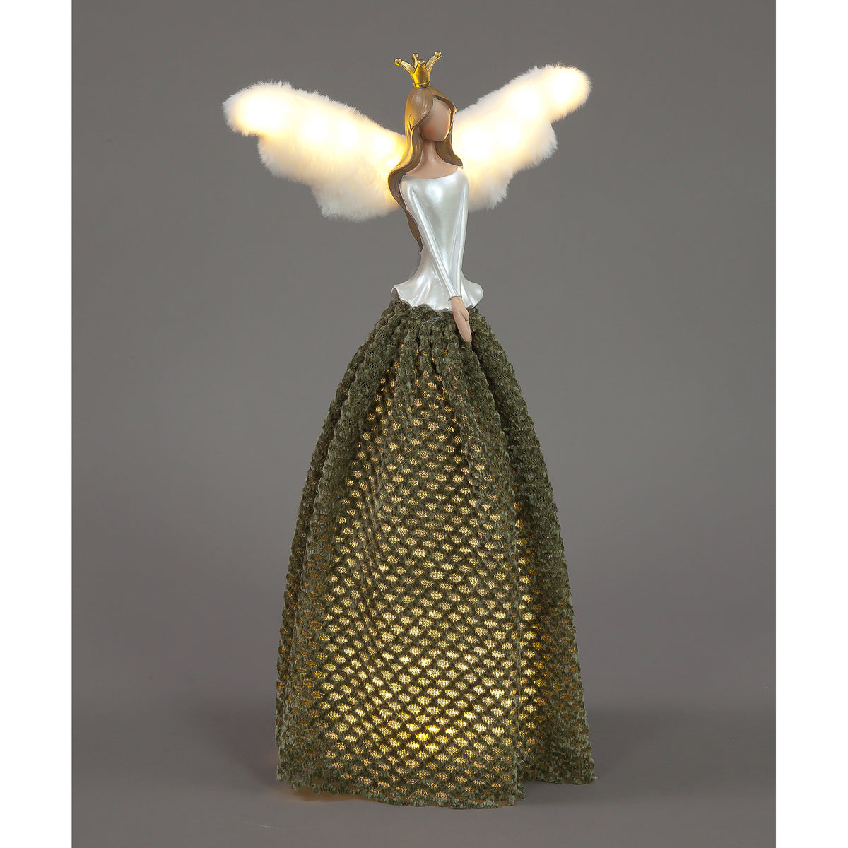 49cm Green LED Angel in Long Dress