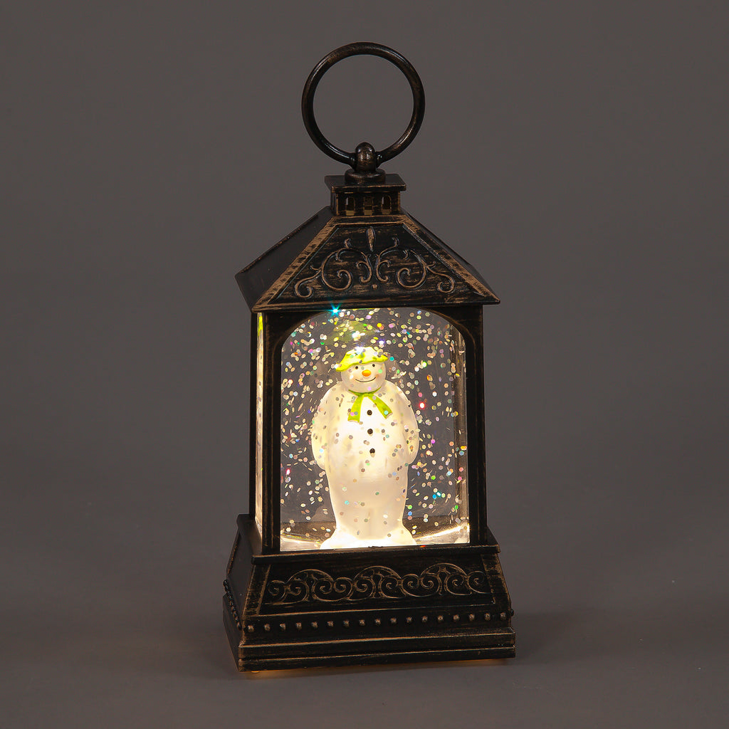 13.7cm Hanging Water Lantern Featuring Snowman
