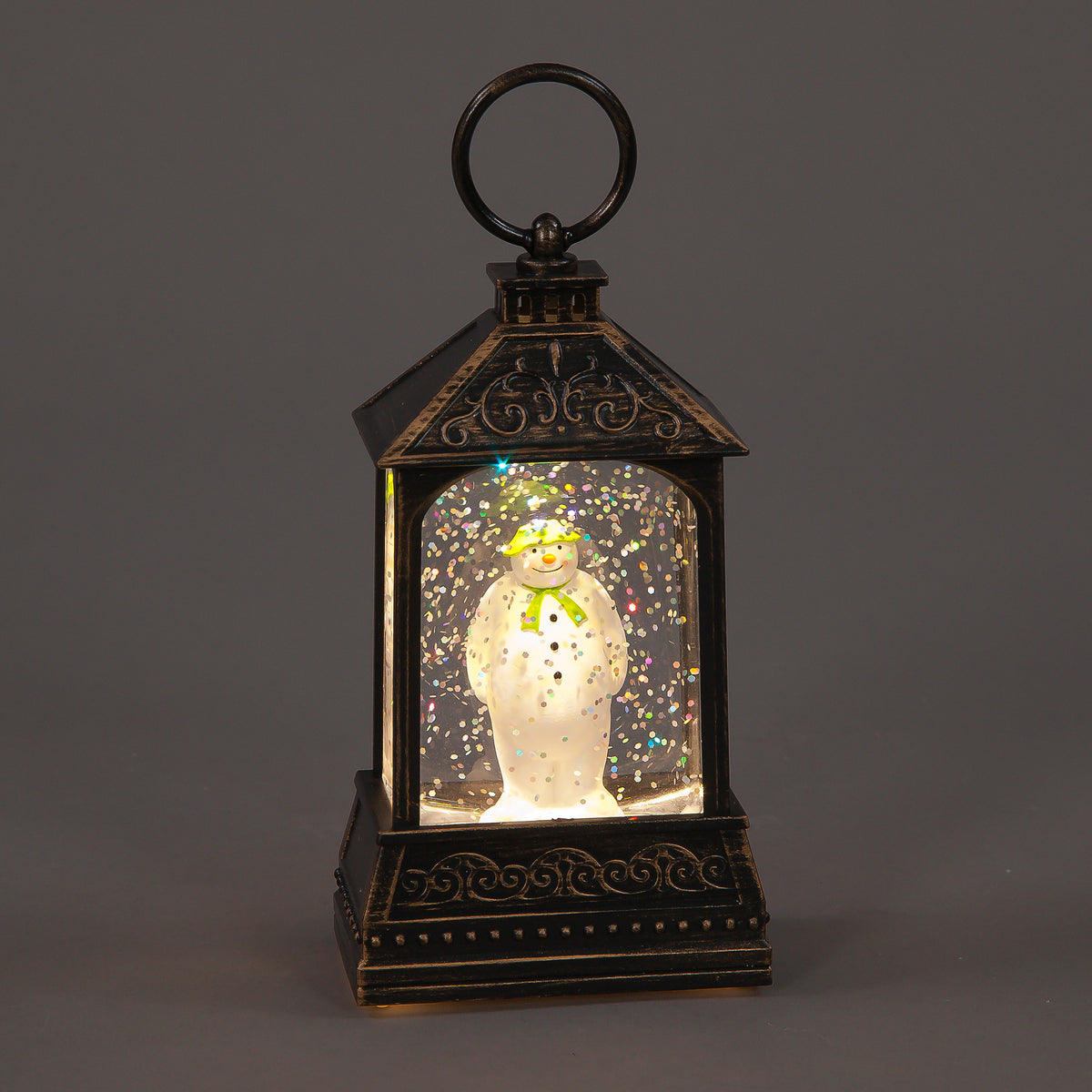 13.7cm Hanging Water Lantern Featuring Snowman