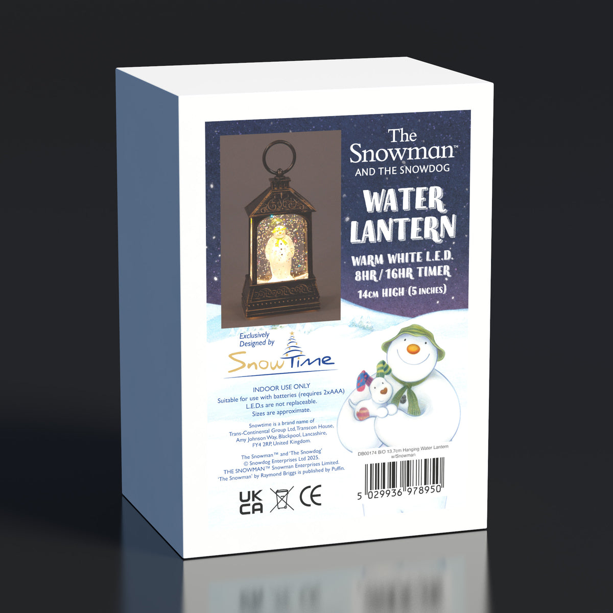 13.7cm Hanging Water Lantern Featuring Snowman