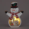 20cm White Wooden Snowman Scene Ornament