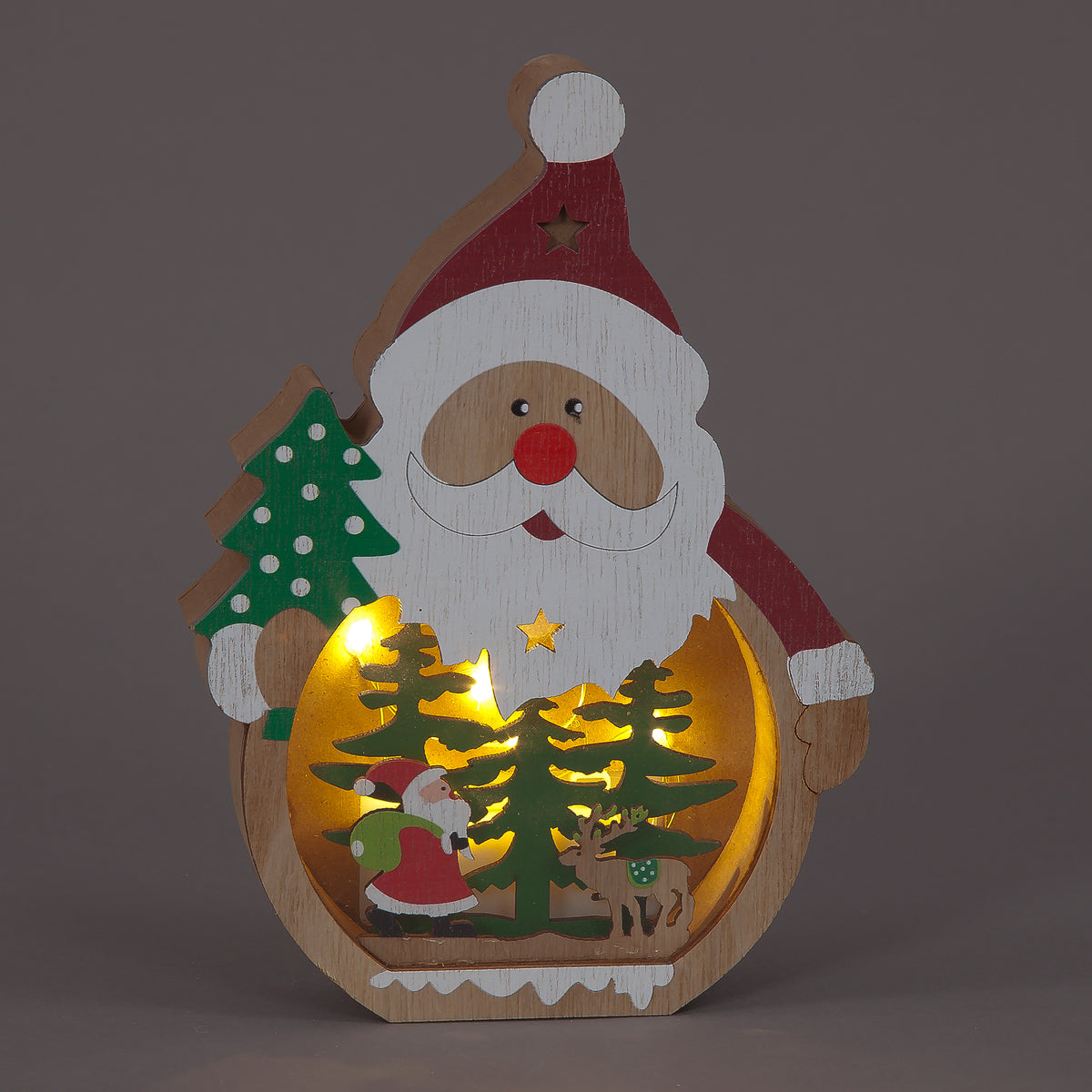 20cm Wooden Santa Scene Figurine