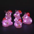 Set of 5 Acrylic Pigs with 40 White LEDs