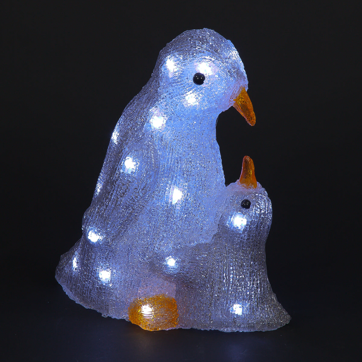 Acrylic Penguin Family with 30 White LEDs