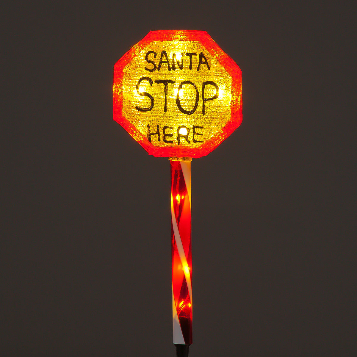 Acrylic Santa Stop Here Sign with 20 White LEDs