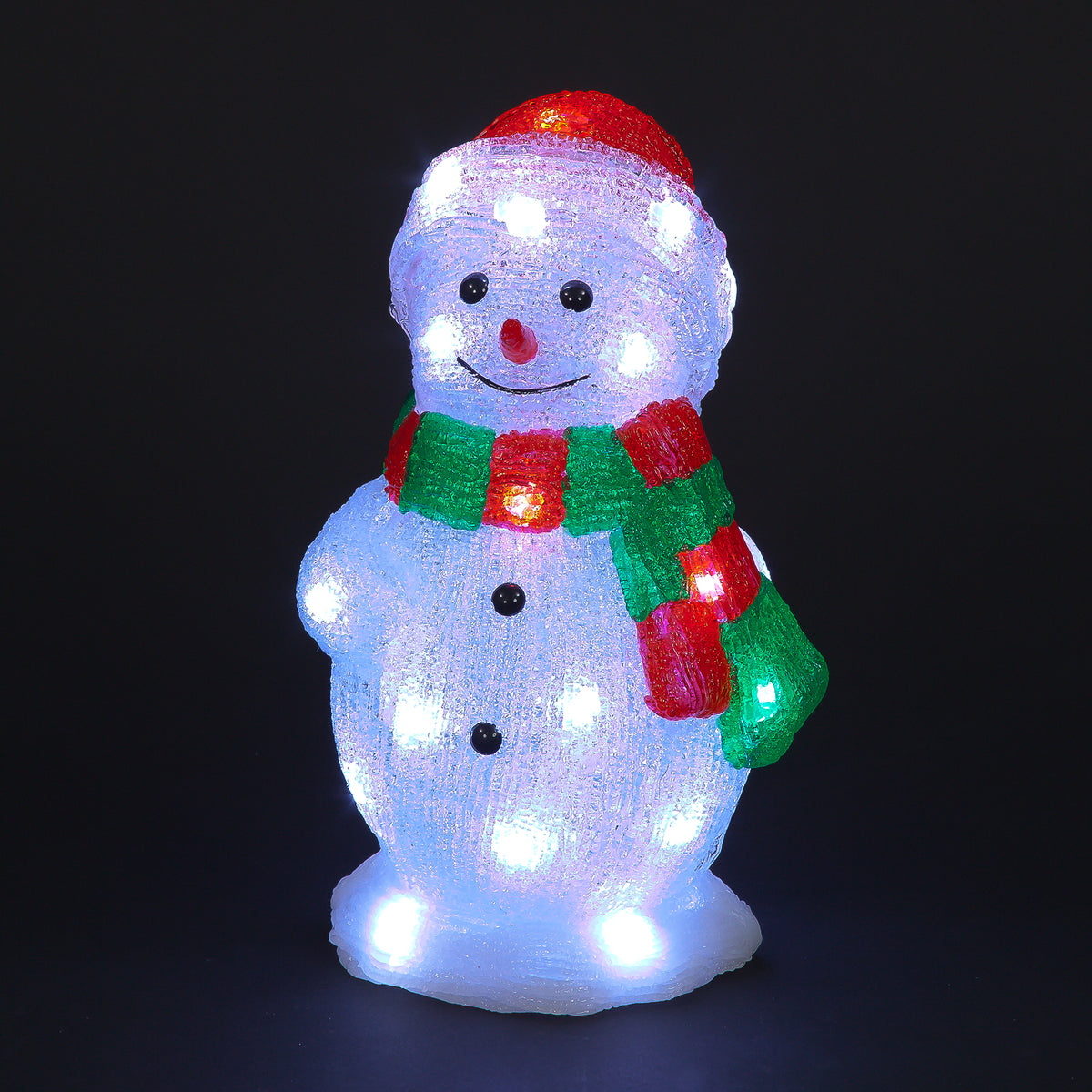 Acrylic Snowman with Red & Green Scarf and 330 LEDs